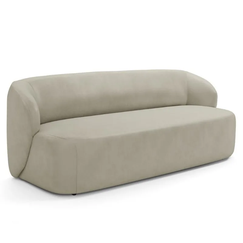 Sofá 3 Lugares Orgânico Para Sala De Estar Living 205cm Heidy F04 Veludo Bege - Lyam Decor
