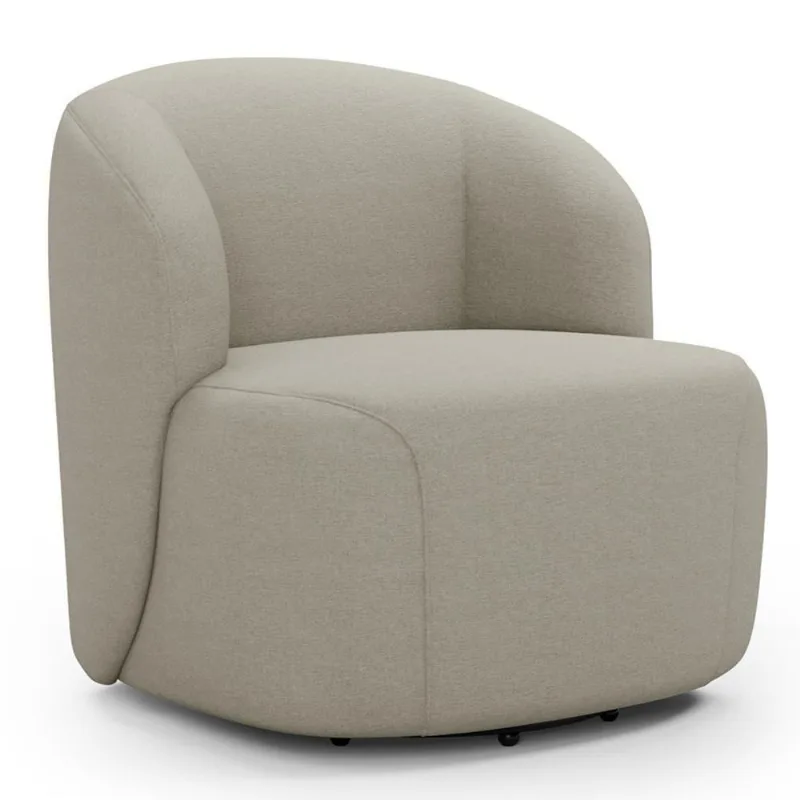Poltrona Giratória Orgânica Para Sala Living Heidy F04 Linho Bege - Lyam Decor
