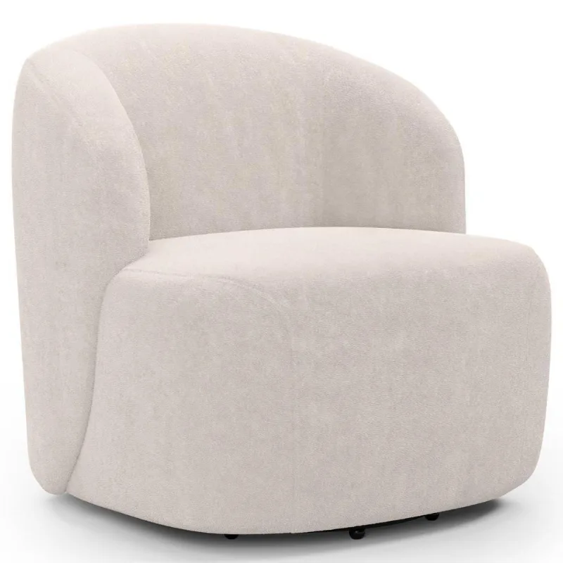 Poltrona Giratória Orgânica Para Sala Living Heidy F04 Bouclê Bege - Lyam Decor