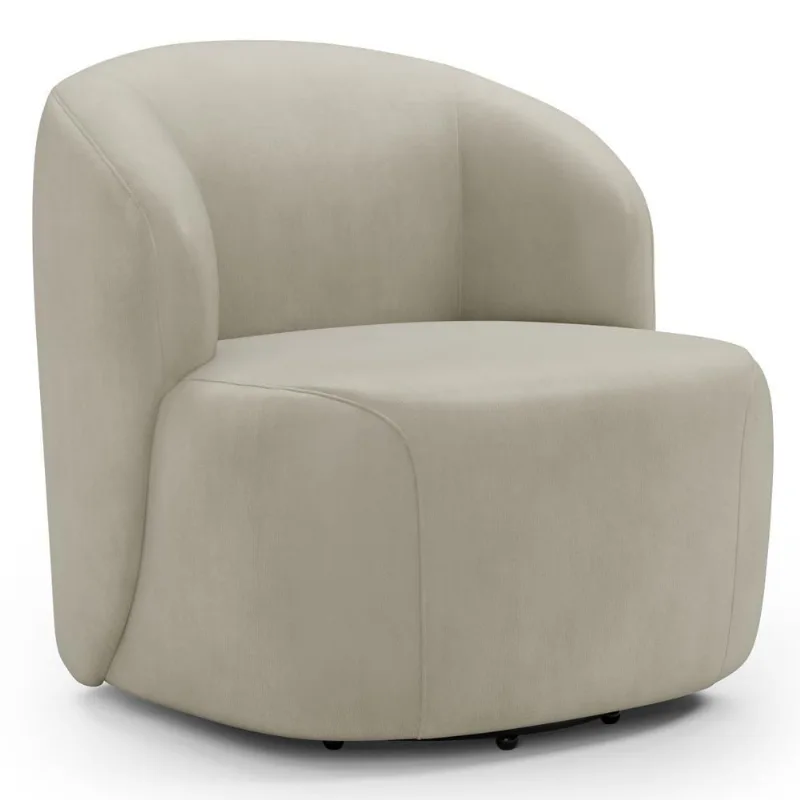 Poltrona Giratória Orgânica Para Sala Living Heidy F04 Veludo Bege - Lyam Decor
