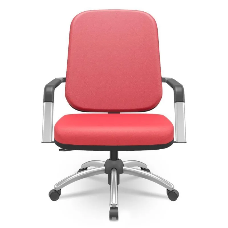 Cadeira De Escritório Giratória Com Braço Cromada Magno P03 Vinil Vermelho - Lyam Decor