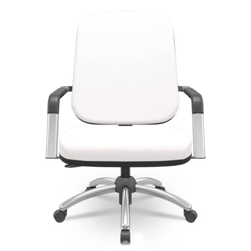 Cadeira De Escritório Giratória Com Braço Cromada Magno P03 Vinil Branco - Lyam Decor