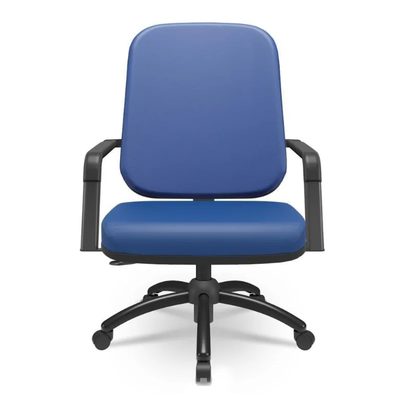 Cadeira De Escritório Giratória Com Braço Preta Magno P03 Vinil Azul - Lyam Decor