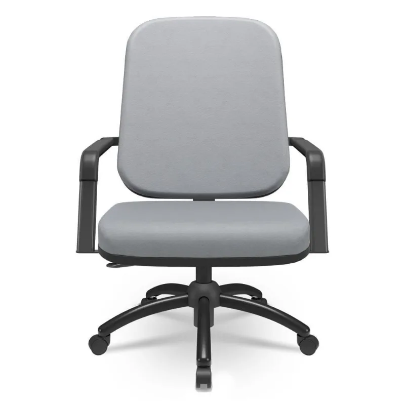 Cadeira De Escritório Giratória Com Braço Preta Magno P03 Vinil Cinza - Lyam Decor