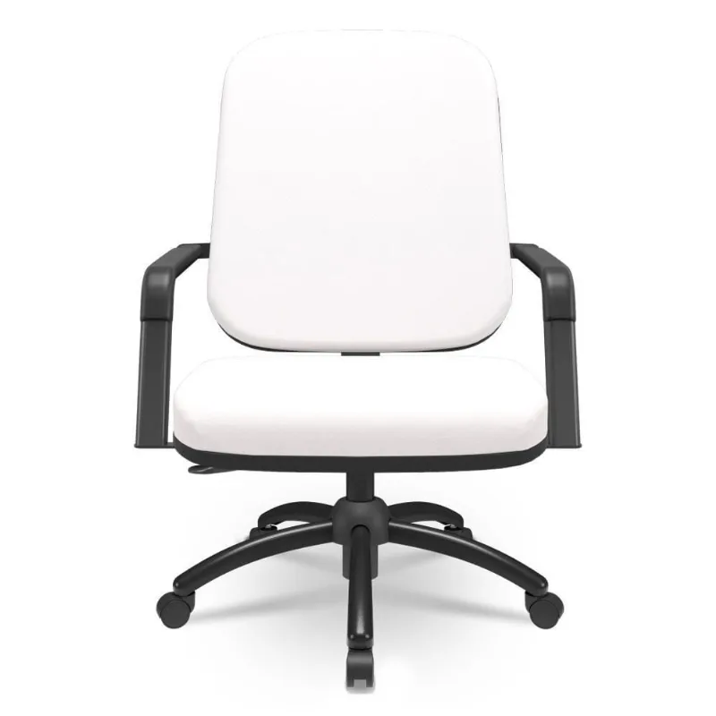 Cadeira De Escritório Giratória Com Braço Preta Magno P03 Vinil Branco - Lyam Decor
