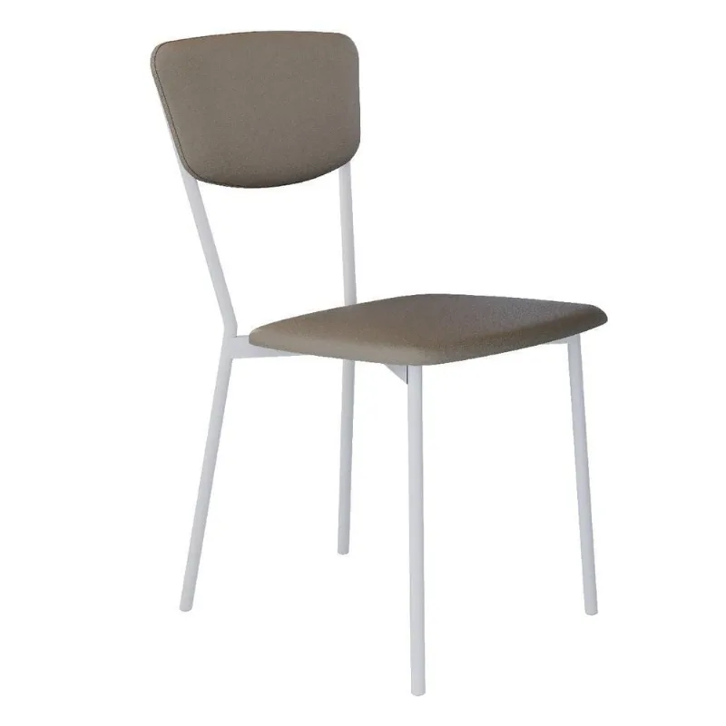 Cadeira Estofada Para Sala De Jantar Village Branco C01 Courino Cinza - Lyam Decor