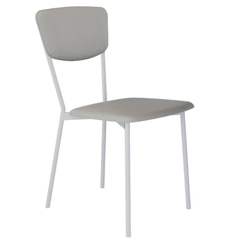 Cadeira Estofada Para Sala De Jantar Village Branco C01 Courino Off White - Lyam Decor