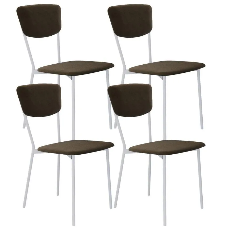 Kit 04 Cadeira Para Sala De Jantar Village Branco C01 Veludo Marrom Sand - Lyam Decor