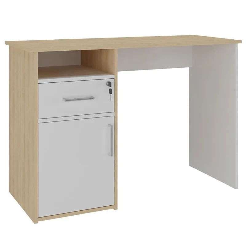 Mesa Para Escritório Escrivaninha Home Office Hall A02 Carvalho Branco - Lyam Decor