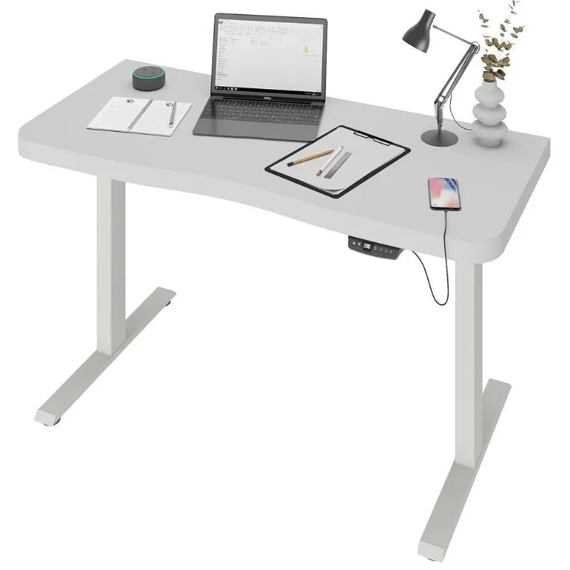 Mesa Com Regulagem De Altura Elétrica Para Escritório Home Office Aurum A02 Branco - Lyam Decor