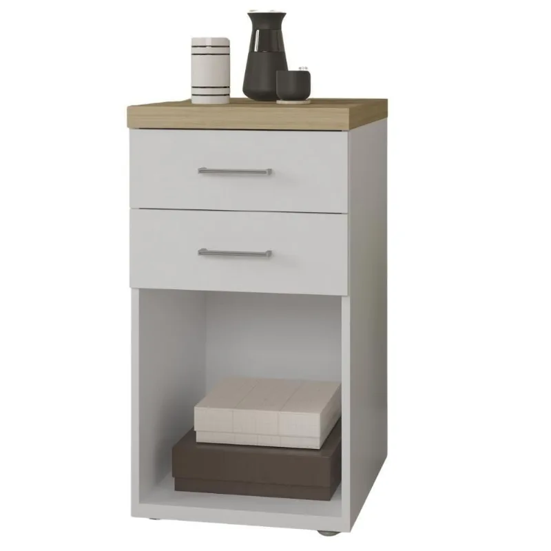 Gaveteiro Para Escritório Home Office 2 Gavetas Orly A02 Olmo Branco - Lyam Decor