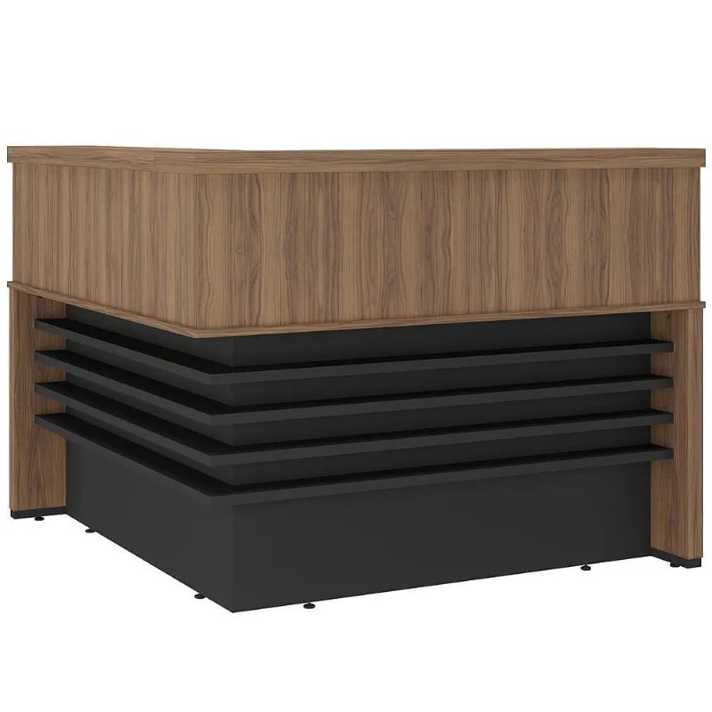Balcão de Atendimento para Recepção Atria Executiva A02 147,7CM Nogal Preto Lyam Decor - Lyam Decor