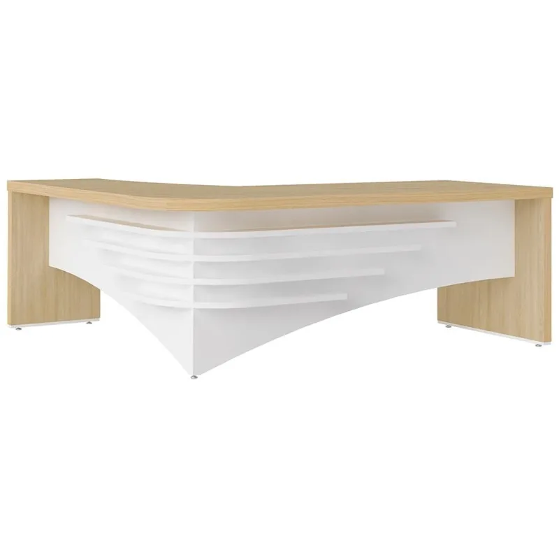 Mesa Para Escritório em L Direito 200x180cm Atria Executiva A02 Carvalho Branco - Lyam Decor - Lyam Decor