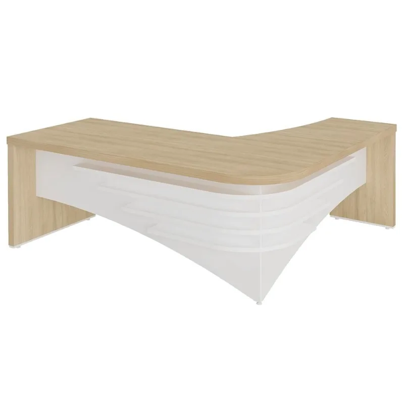 Mesa Para Escritório em L Esquerdo 200x180cm Atria Executiva A02 Carvalho Branco - Lyam Decor - Lyam Decor