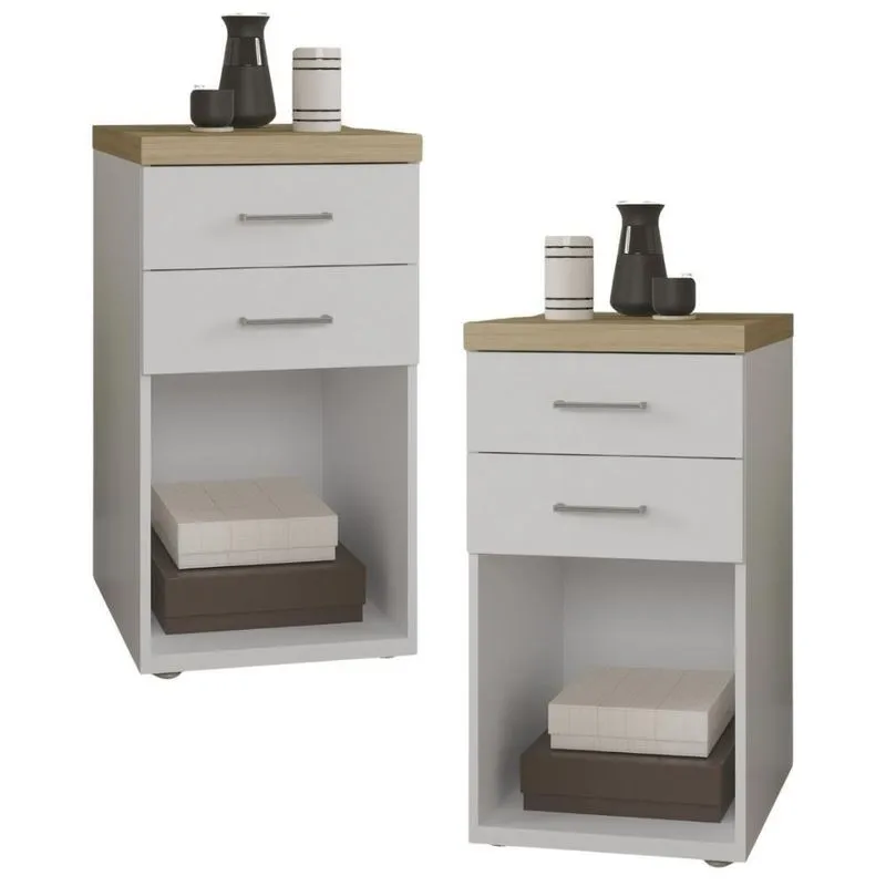 Kit 02 Gaveteiros Para Escritório Home Office 2 Gavetas Orly A02 Olmo Branco - Lyam Decor