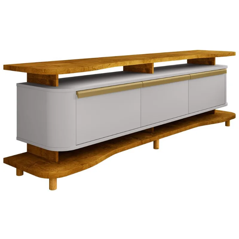 Rack Para Sala de Estar TV 75 Pol Orgânico Maui B02 Naturalle Off White - Lyam Decor - Lyam Decor