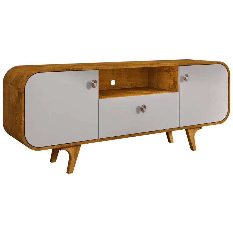 Rack Para Sala de Estar TV 55 Pol Orgânico Picasso B02 Naturalle Off White - Lyam Decor - Lyam Decor