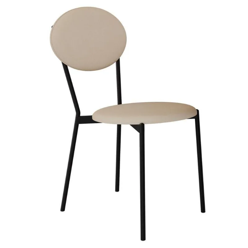 Cadeira Estofada Para Sala De Jantar Azuri Preto C01 Linho Areia - Lyam Decor - Lyam Decor