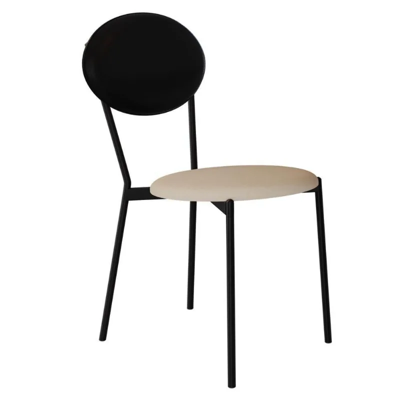Cadeira Estofada Para Sala De Jantar Azuri Preto C01 Linho Areia Courino Preto - Lyam Decor - Lyam Decor