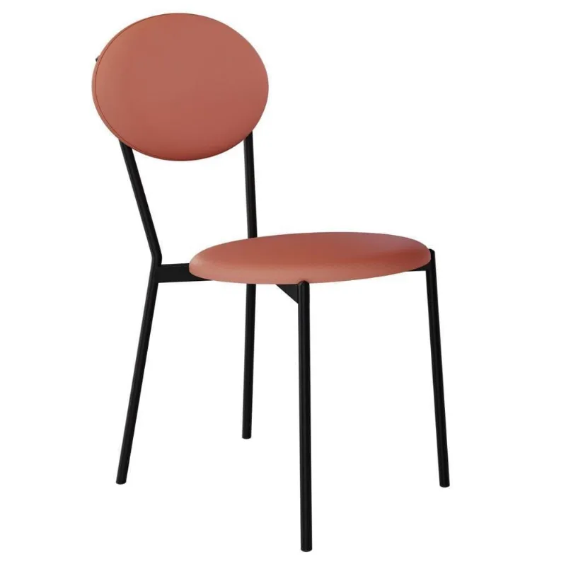 Cadeira Estofada Para Sala De Jantar Azuri Preto C01 Courino Terra Rosê - Lyam Decor - Lyam Decor