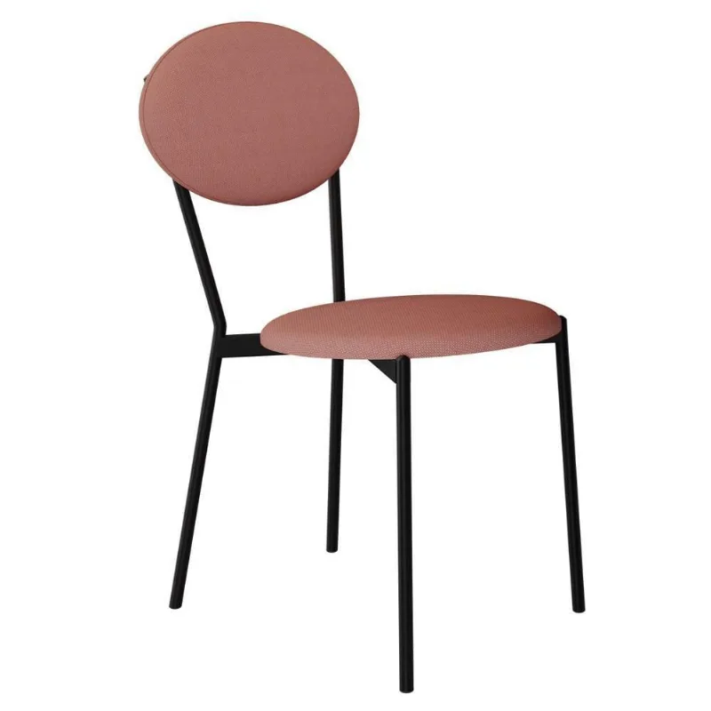 Cadeira Estofada Para Sala De Jantar Azuri Preto C01 Linho Rosê - Lyam Decor - Lyam Decor