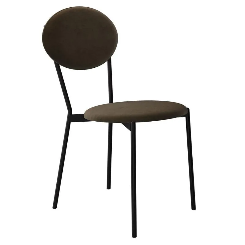 Cadeira Estofada Para Sala De Jantar Azuri Preto C01 Veludo Marrom Sand - Lyam Decor - Lyam Decor