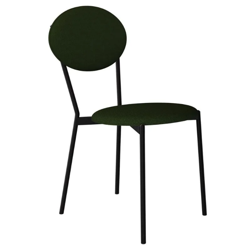 Cadeira Estofada Para Sala De Jantar Azuri Preto C01 Linho Verde Musgo - Lyam Decor - Lyam Decor