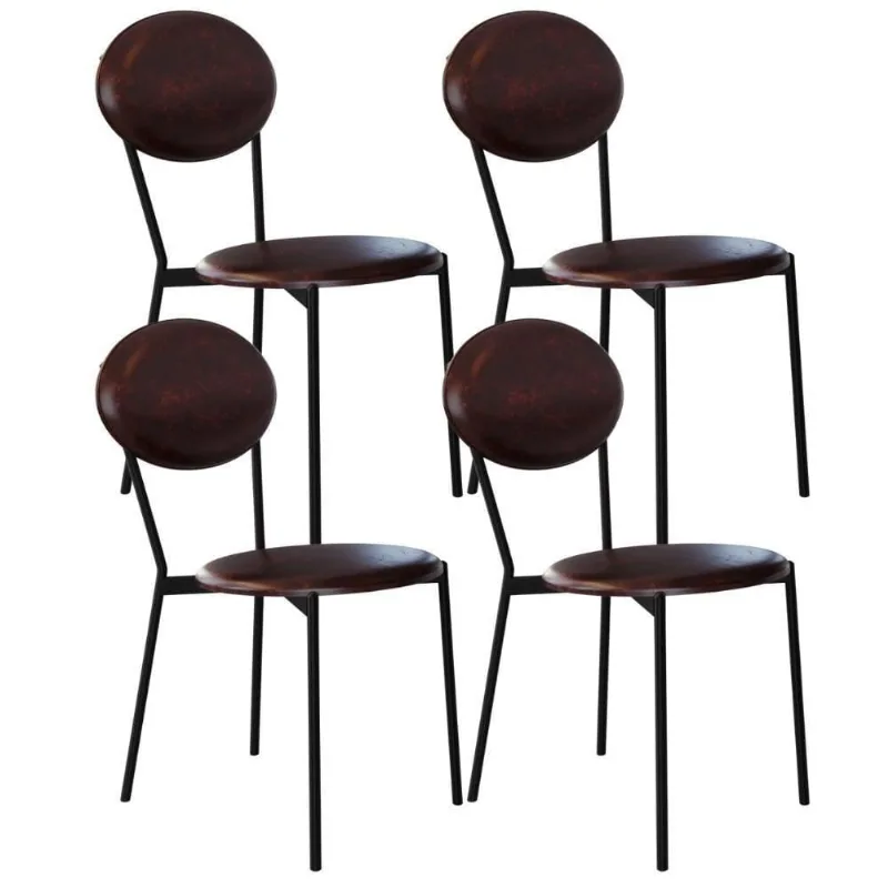 Kit 04 Cadeiras Estofada Para Sala De Jantar Azuri Preto C01 Courino Café - Lyam Decor