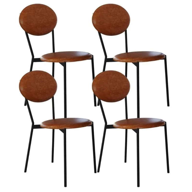 Kit 04 Cadeiras Estofada Para Sala De Jantar Azuri Preto C01 Courino Caramelo - Lyam Decor