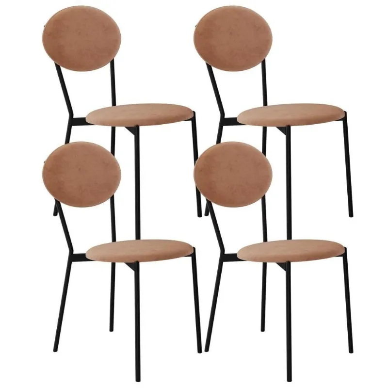 Kit 05 Cadeiras Estofada Para Sala De Jantar Azuri Preto C01 Veludo Bege - Lyam Decor