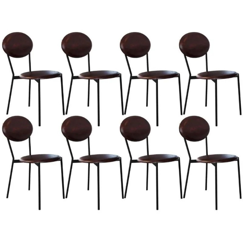Kit 08 Cadeiras Estofada Para Sala De Jantar Azuri Preto C01 Courino Café - Lyam Decor