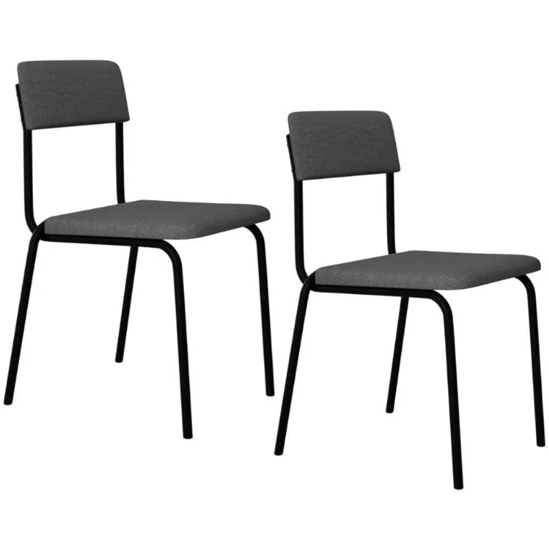 Kit 02 Cadeiras Estofada Para Sala De Jantar Sense Preto C01 Linho Cinza Claro - Lyam Decor