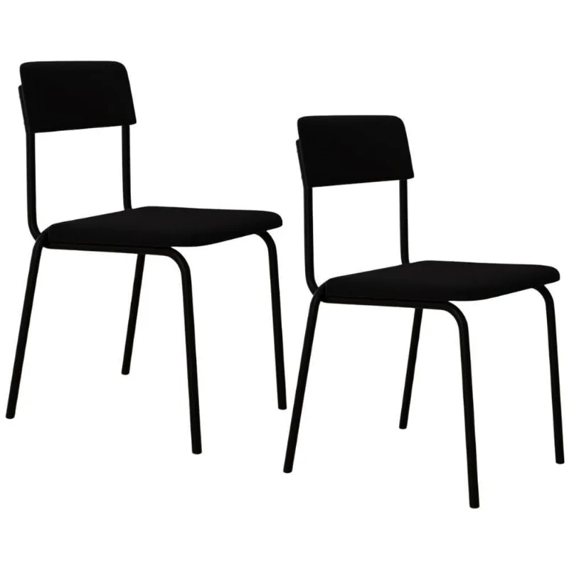 Kit 02 Cadeiras Estofada Para Sala De Jantar Sense Preto C01 Linho Preto - Lyam Decor