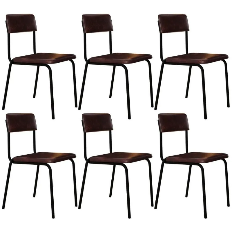 Kit 06 Cadeiras Estofada Para Sala De Jantar Sense Preto C01 Courino Café - Lyam Decor
