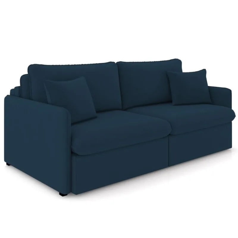 Sofá Cama Retrátil Para Sala de Estar 254cm Una K01 Veludo Azul Marinho - Lyam Decor