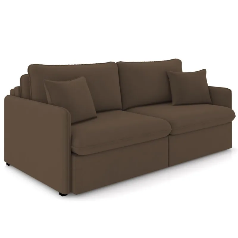 Sofá Cama Retrátil Para Sala de Estar 254cm Una K01 Veludo Marrom - Lyam Decor