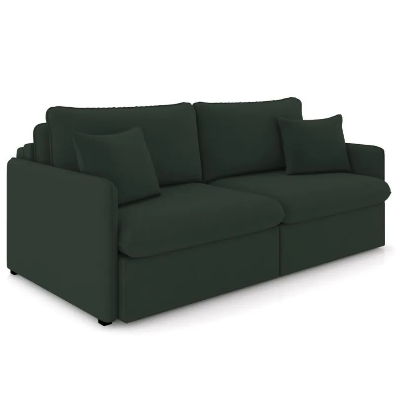 Sofá Cama Retrátil Para Sala de Estar 254cm Una K01 Veludo Verde Musgo - Lyam Decor