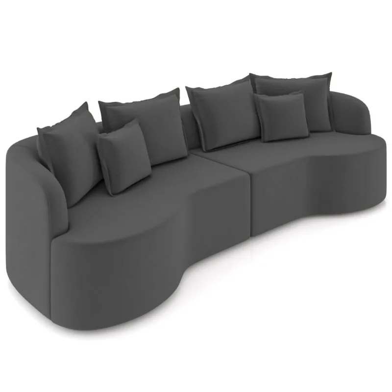 Sofá 3 Lugares Orgânico Sala De Estar Living 230cm Ekos K01 Veludo Cinza - Lyam Decor