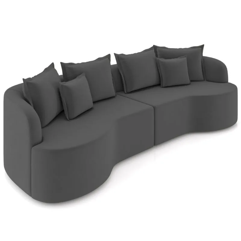 Sofá 4 Lugares Orgânico Sala De Estar Living 290cm Ekos K01 Veludo Cinza - Lyam Decor