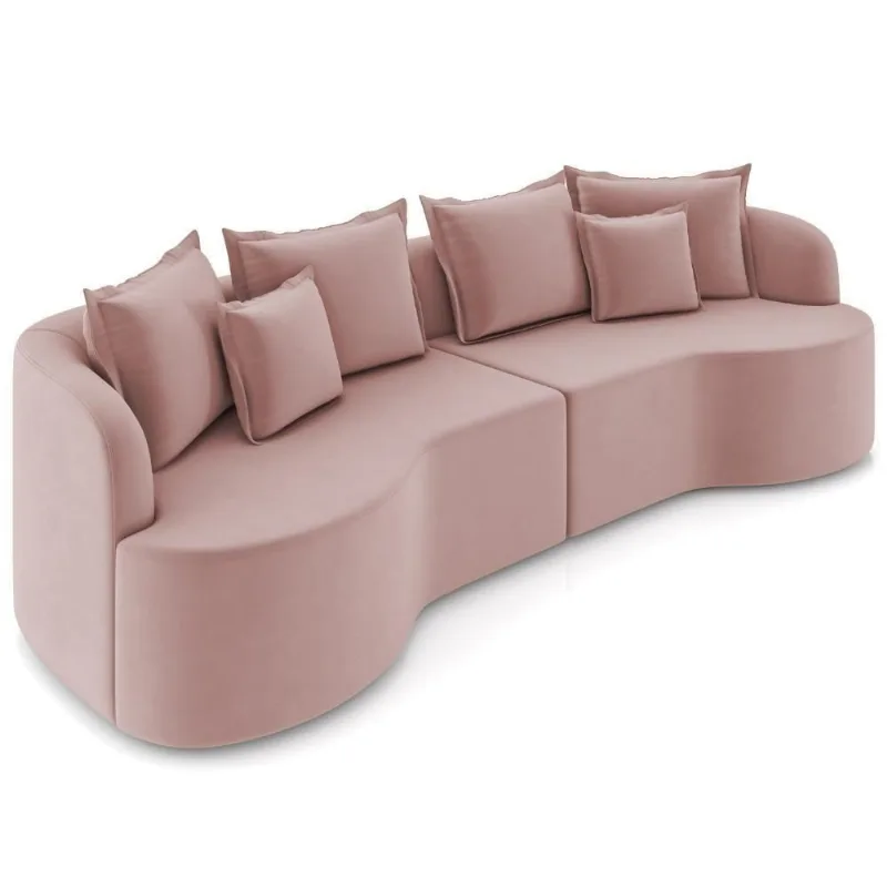 Sofá 3 Lugares Orgânico Sala De Estar Living 210cm Ekos K01 Veludo Rosê - Lyam Decor
