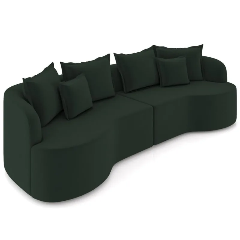 Sofá 3 Lugares Orgânico Sala De Estar Living 250cm Ekos K01 Veludo Verde - Lyam Decor