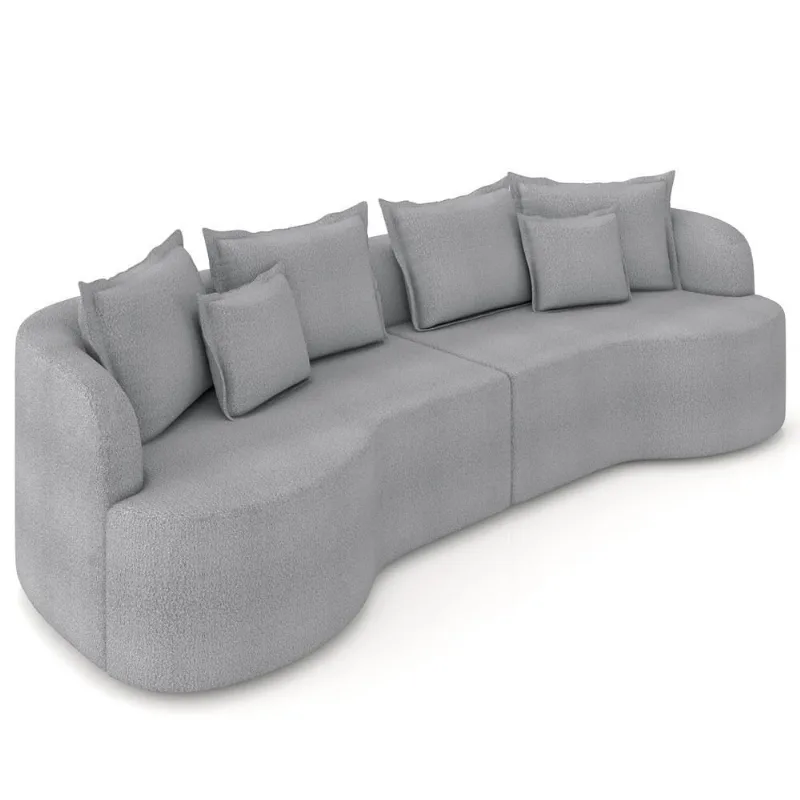 Sofá 4 Lugares Orgânico Sala De Estar Living 290cm Ekos K01 Bouclê Cinza - Lyam Decor