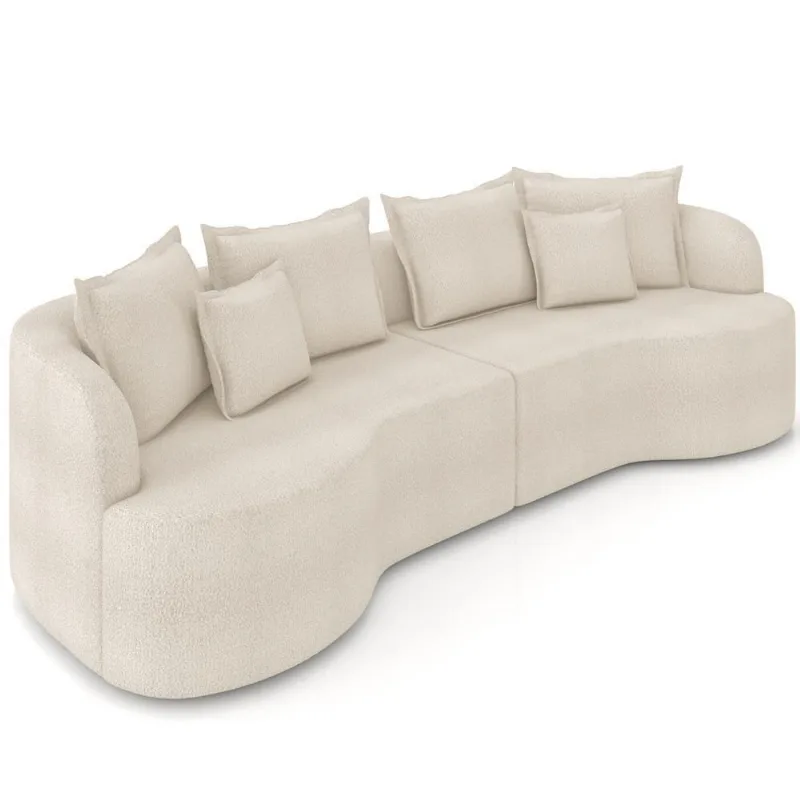 Sofá 4 Lugares Orgânico Sala De Estar Living 270cm Ekos K01 Bouclê Cru - Lyam Decor