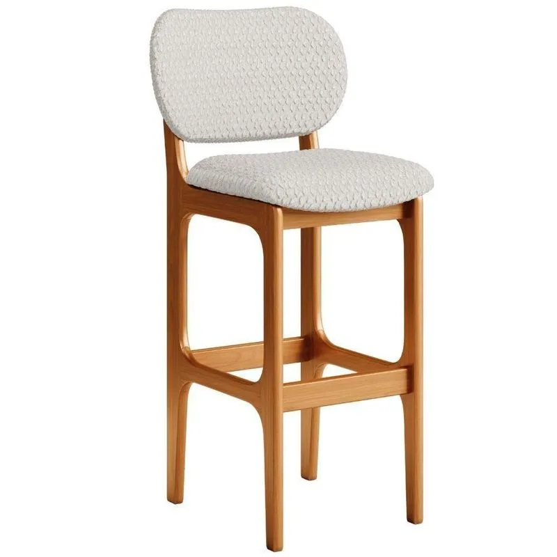 Banqueta Alta Bar Cozinha Sala Jantar Fixa Betta L02 Imbuia Bouclê Cru - Lyam Decor