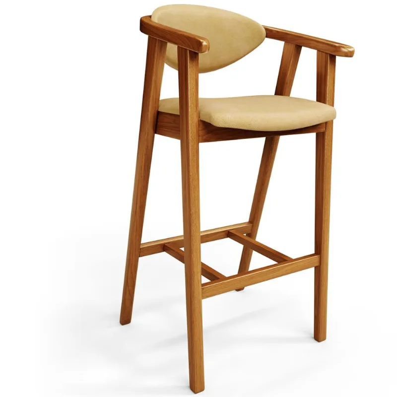Banqueta Alta Para Cozinha Bancada Bar Sala de Jantar Fixa Cecília L02 Couríssimo Casco Fendi - Lyam Decor - Lyam Decor