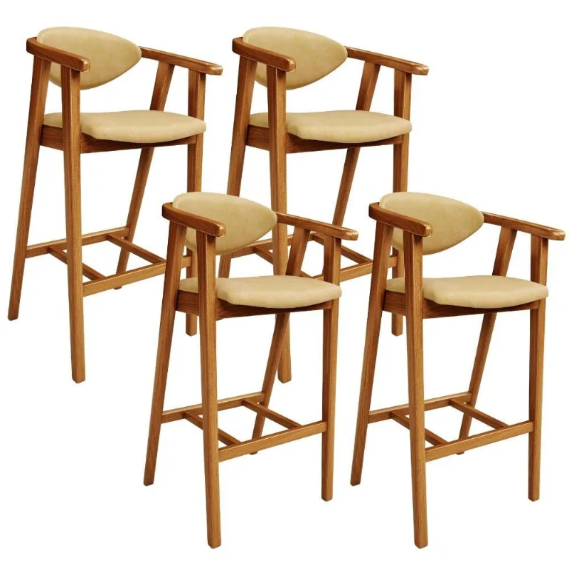 Kit 4 Banquetas Alta Para Cozinha Bancada Bar Sala de Jantar Fixa Cecília L02 Couríssimo Casco Fendi - Lyam Decor - Lyam Decor