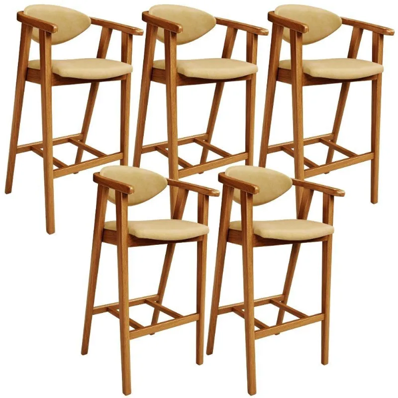Kit 5 Banquetas Alta Para Cozinha Bancada Bar Sala de Jantar Fixa Cecília L02 Couríssimo Casco Fendi - Lyam Decor - Lyam Decor