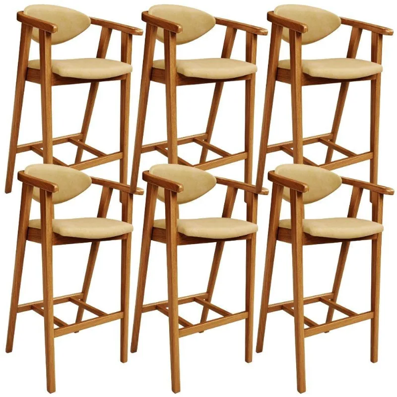 Kit 6 Banquetas Alta Para Cozinha Bancada Bar Sala de Jantar Fixa Cecília L02 Couríssimo Casco Fendi - Lyam Decor - Lyam Decor