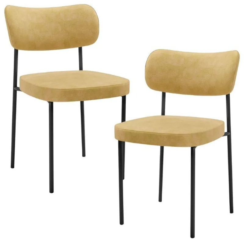 Kit 2 Cadeiras Decorativa Estofada Para Sala De Jantar Melina L02 Couríssimo Casco Fendi - Lyam Decor - Lyam Decor