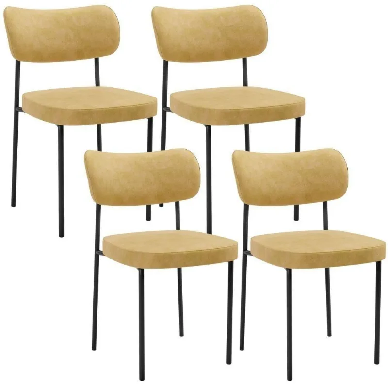 Kit 4 Cadeiras Decorativa Estofada Para Sala De Jantar Melina L02 Couríssimo Casco Fendi - Lyam Decor - Lyam Decor